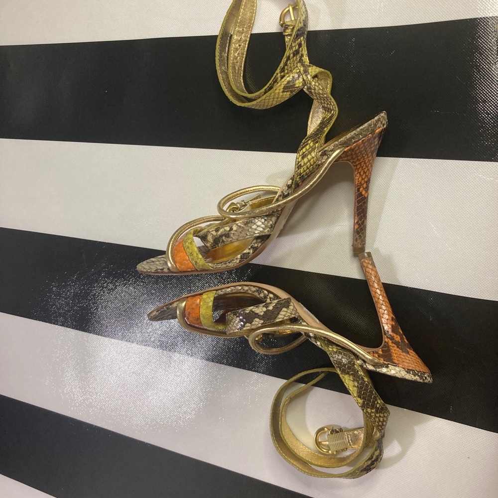 Coach Florence Heels Printed Python Snake Strap S… - image 6